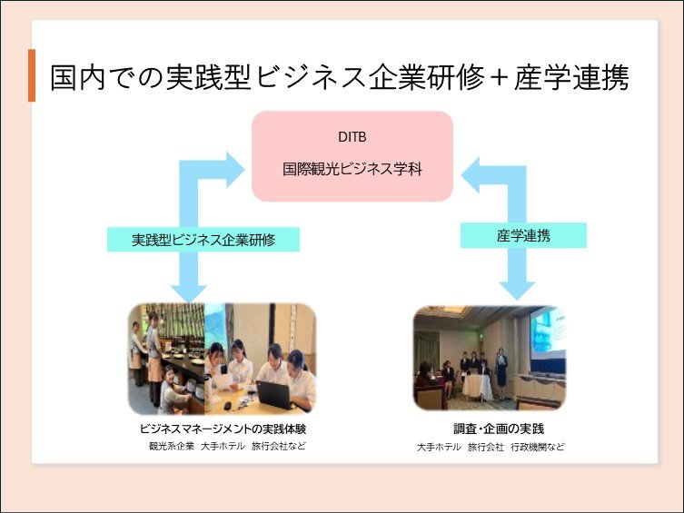 国内での実践型ビジネス企業研修＋産学連携