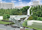 Escalator leading to the campus